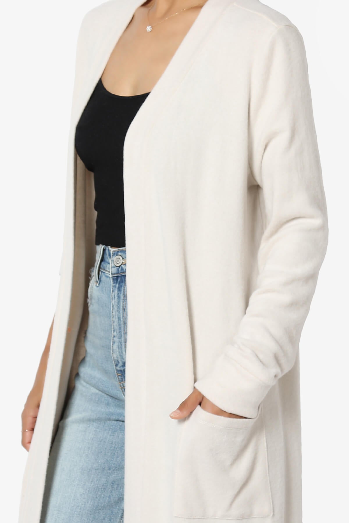 Noelle Extra Long Duster Knit Cardigan BEIGE_5