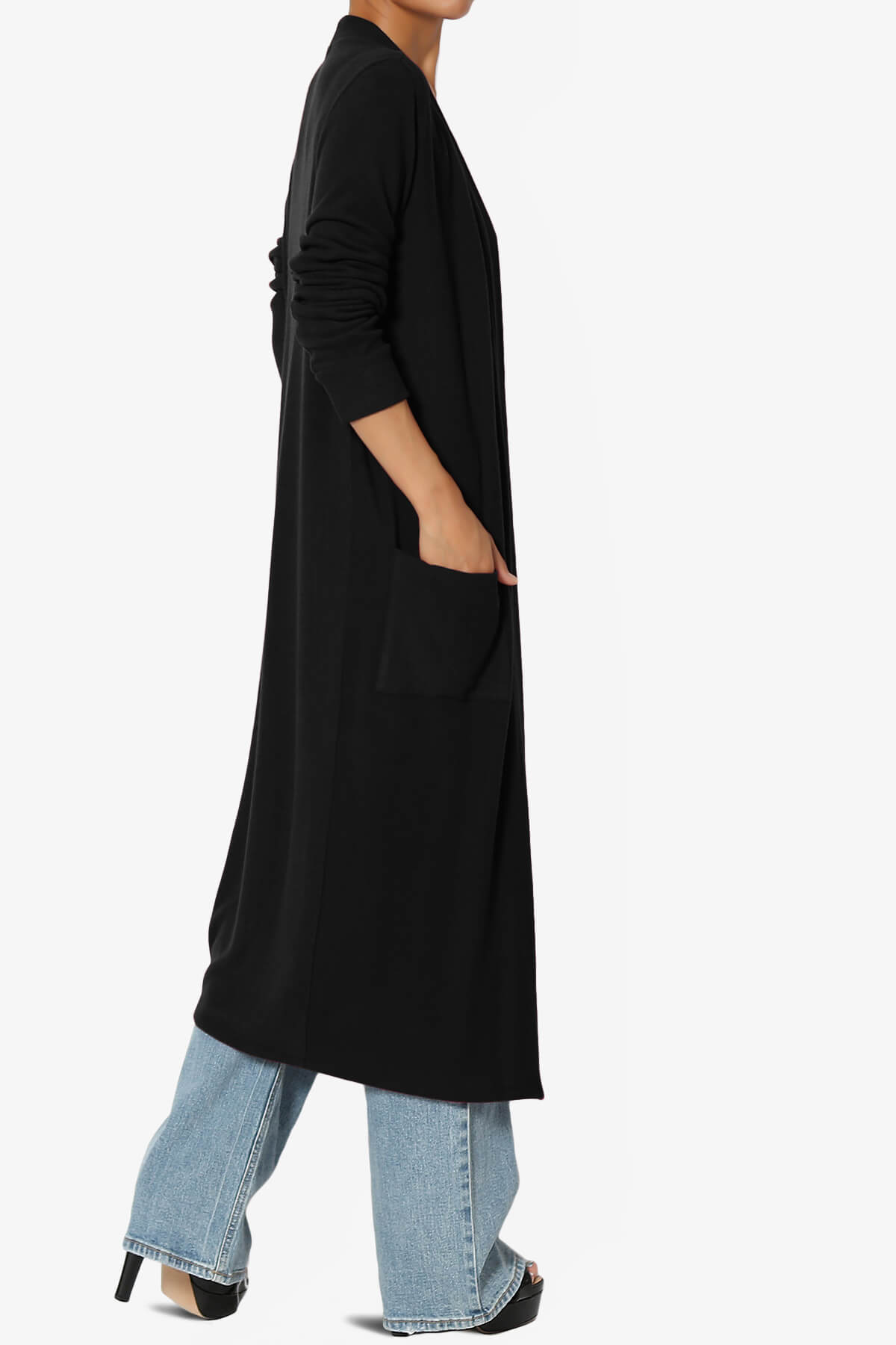 Noelle Extra Long Duster Knit Cardigan BLACK_4