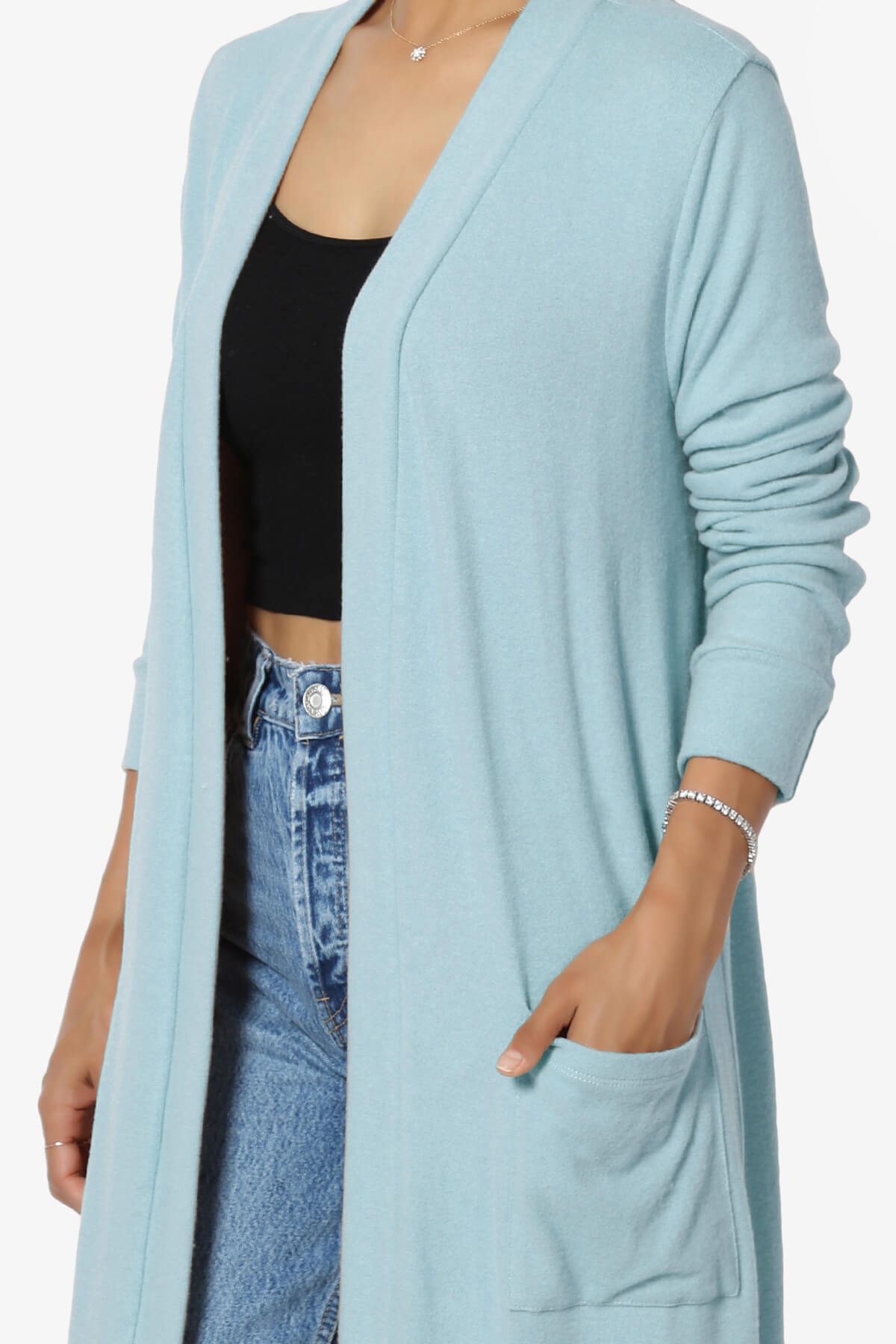 Noelle Extra Long Duster Knit Cardigan DUSTY BLUE_5