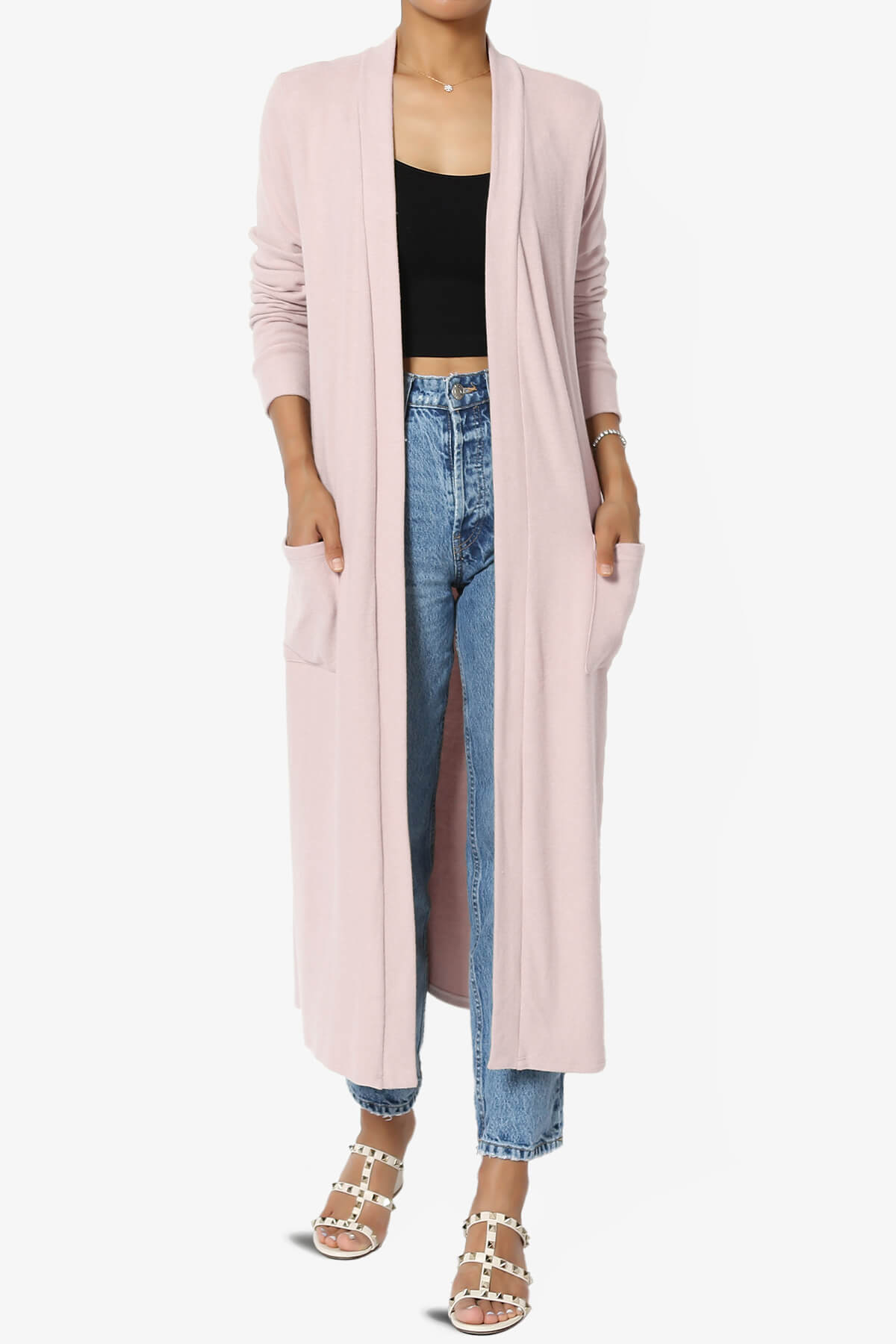 Noelle Extra Long Duster Knit Cardigan DUSTY ROSE_1