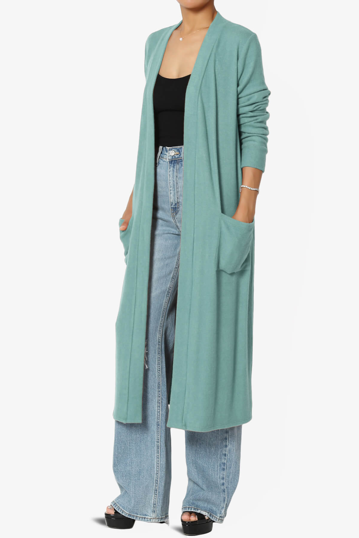 Noelle Extra Long Duster Knit Cardigan DUSTY TEAL_3