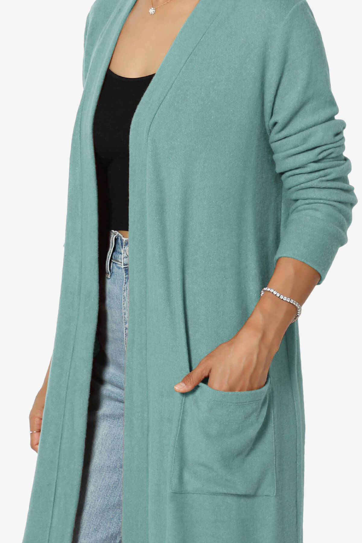 Noelle Extra Long Duster Knit Cardigan DUSTY TEAL_5