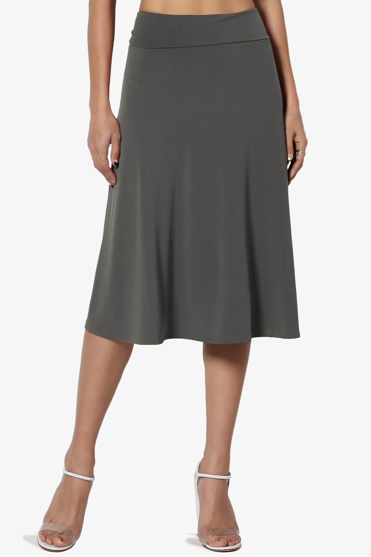 Nolan Stretch Flared Knee Skirt ASH GREY_1