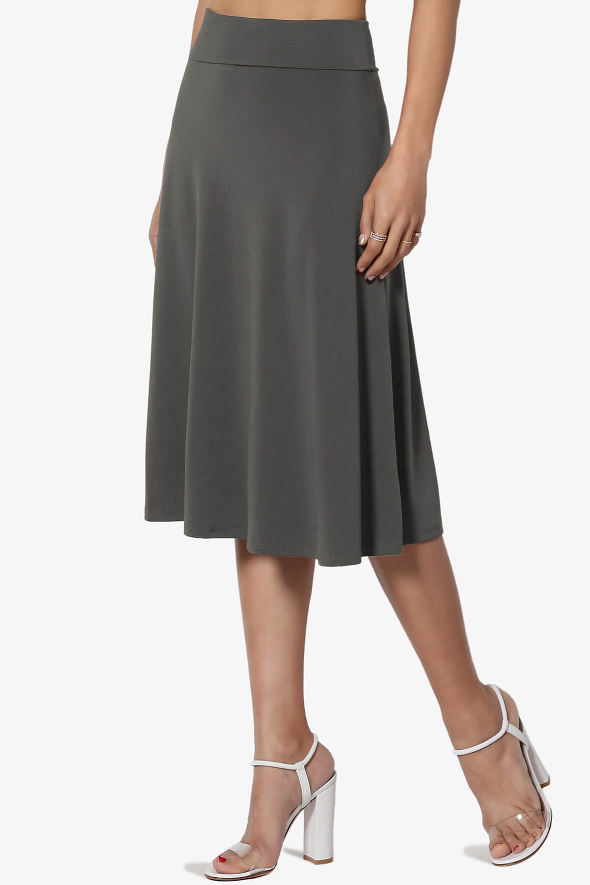 Nolan Stretch Flared Knee Skirt ASH GREY_3
