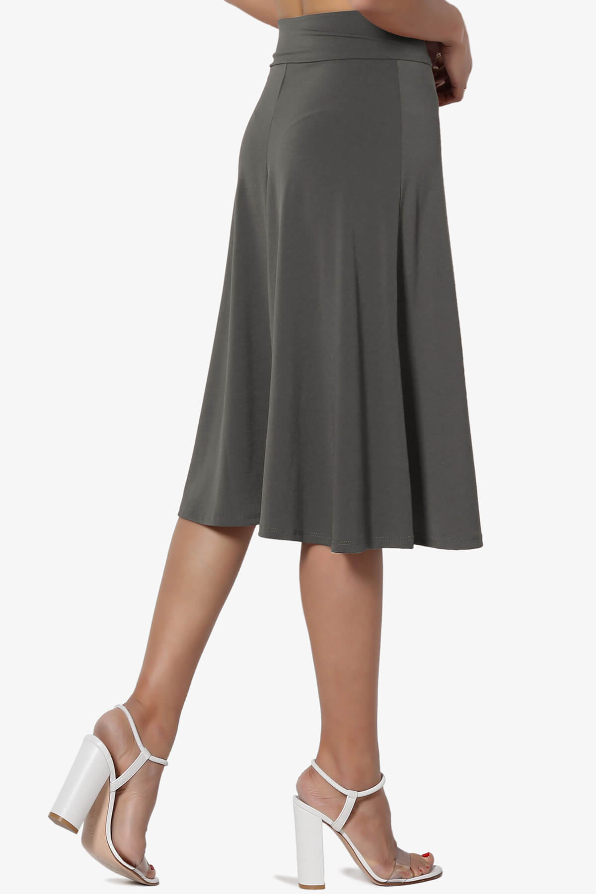 Nolan Stretch Flared Knee Skirt ASH GREY_4