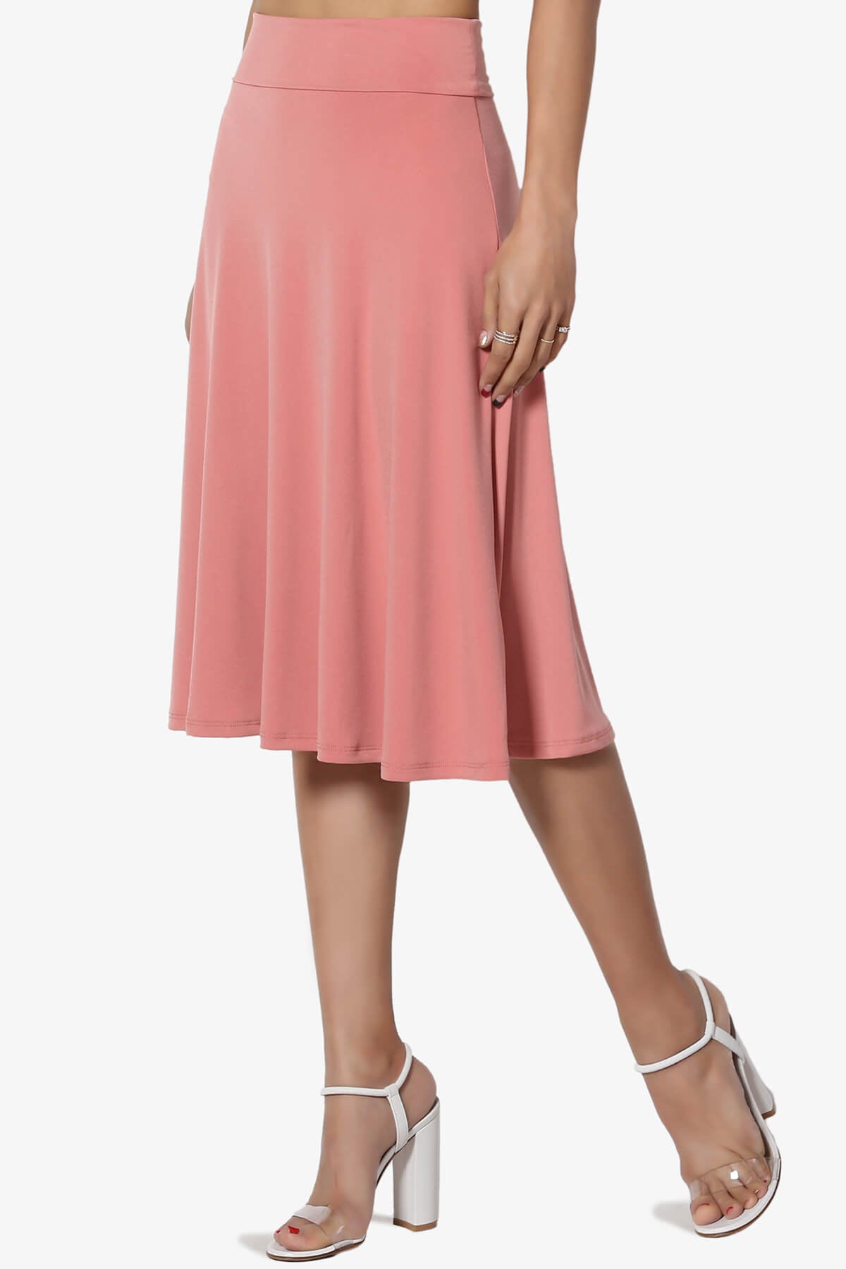 Nolan Stretch Flared Knee Skirt ASH ROSE_3