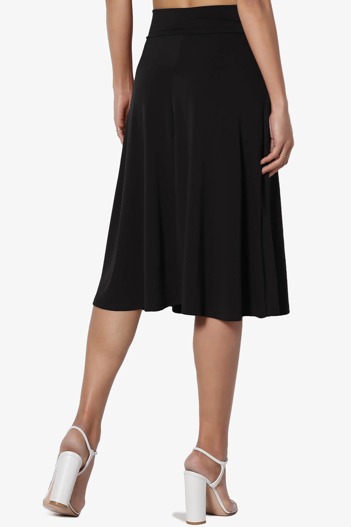 Nolan Stretch Flared Knee Skirt BLACK_2