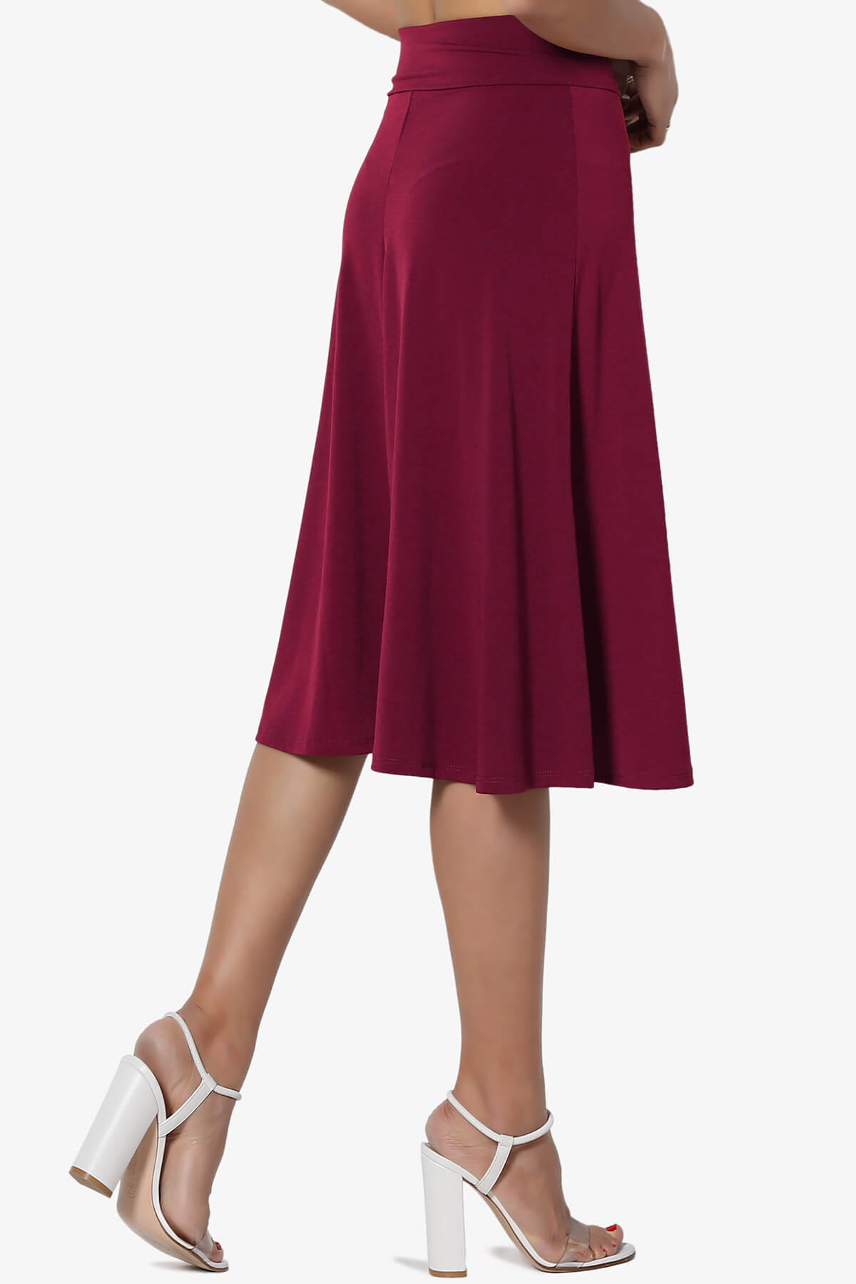 Nolan Stretch Flared Knee Skirt BURGUNDY_4