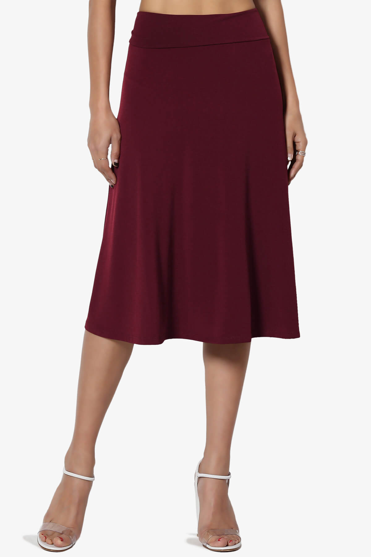 Nolan Stretch Flared Knee Skirt DARK BURGUNDY_1