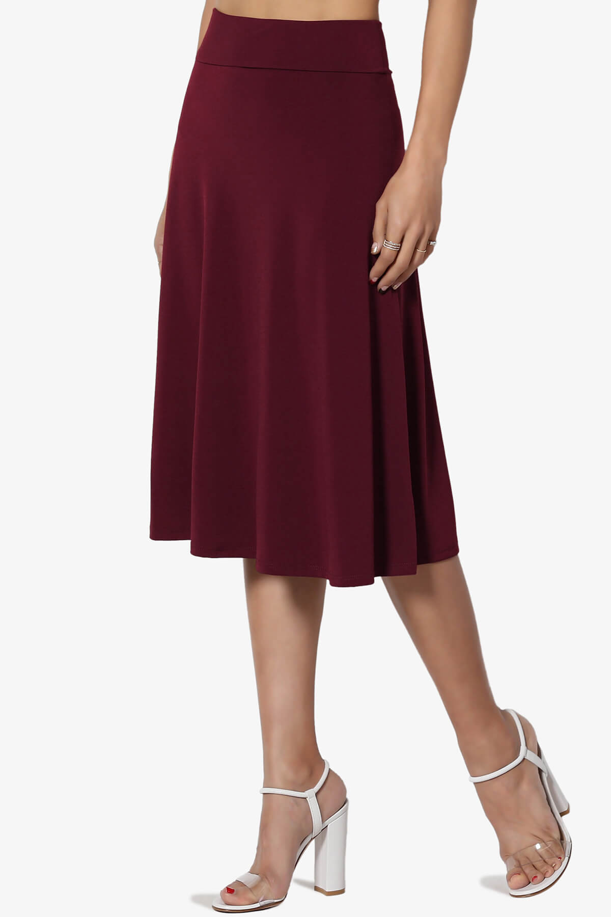 Nolan Stretch Flared Knee Skirt DARK BURGUNDY_3