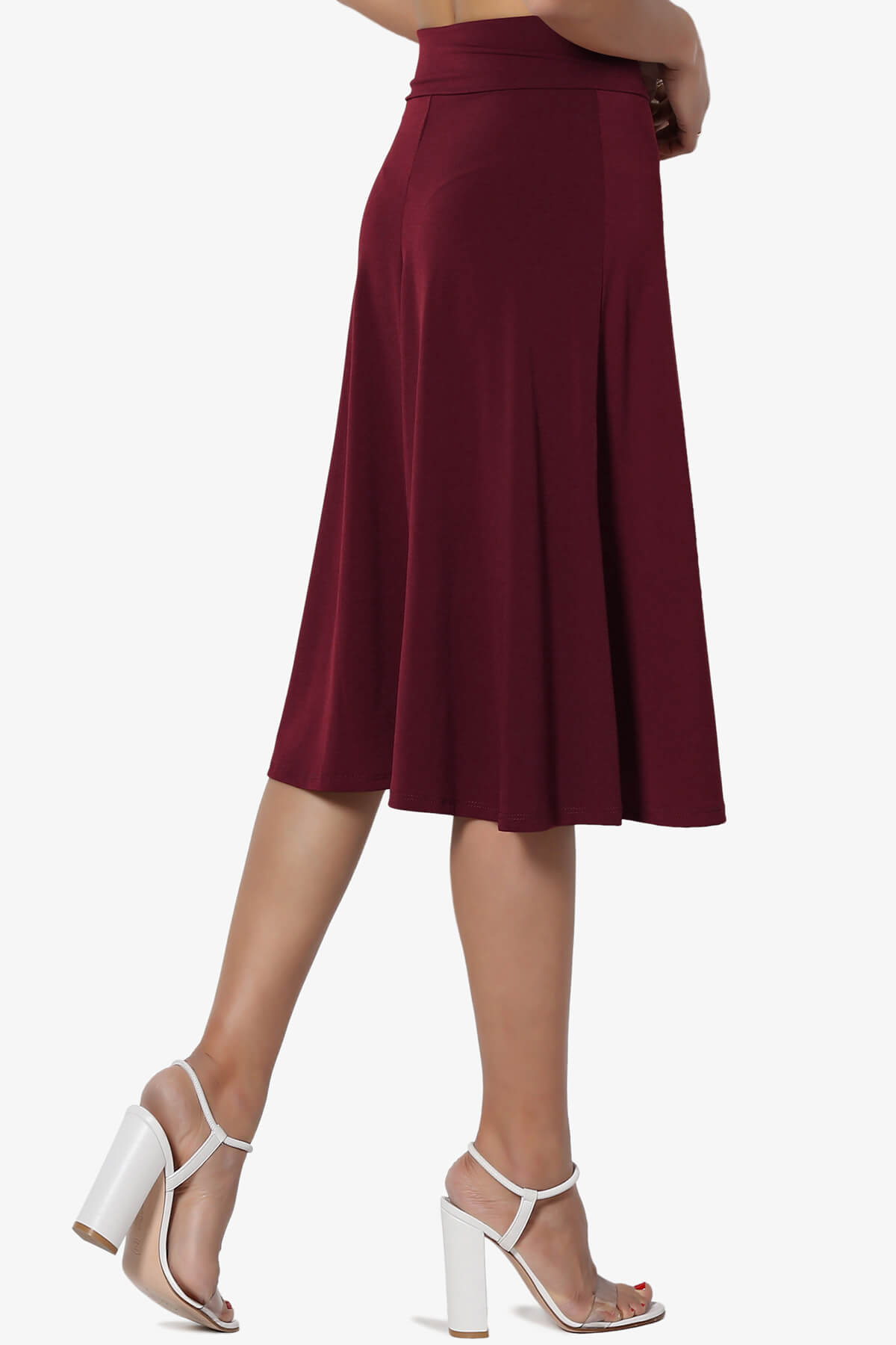 Nolan Stretch Flared Knee Skirt DARK BURGUNDY_4