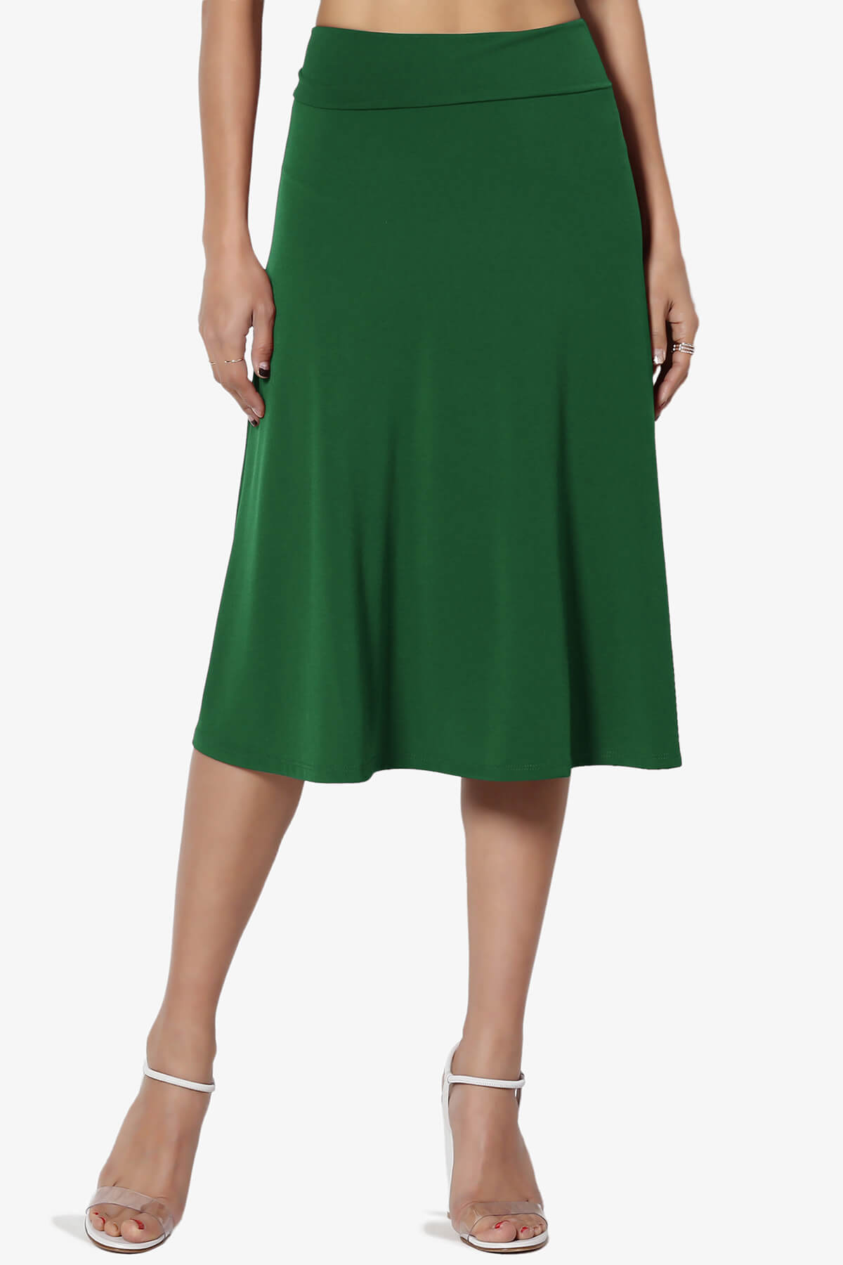 Nolan Stretch Flared Knee Skirt DARK GREEN_1