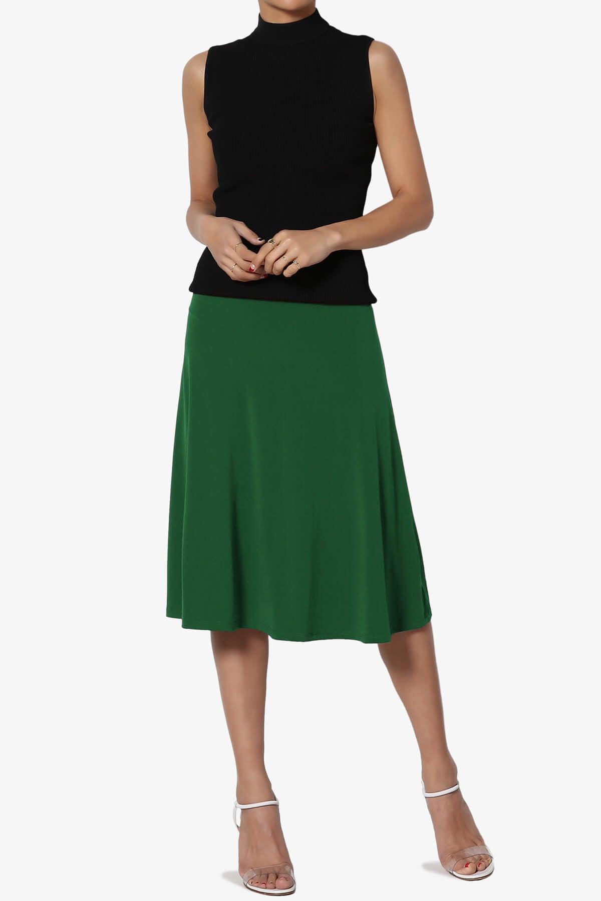 Nolan Stretch Flared Knee Skirt DARK GREEN_6