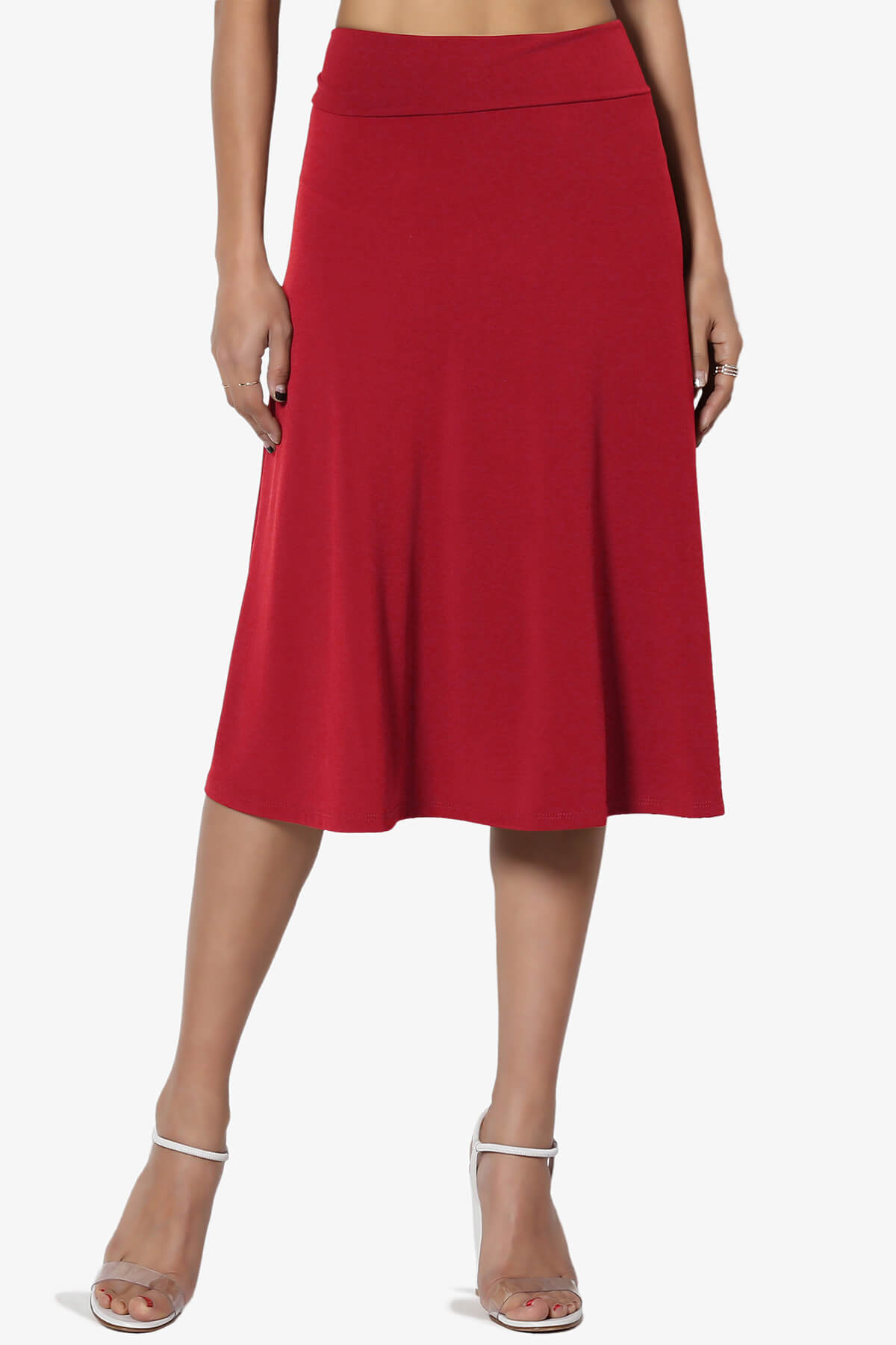 Nolan Stretch Flared Knee Skirt DARK RED_1