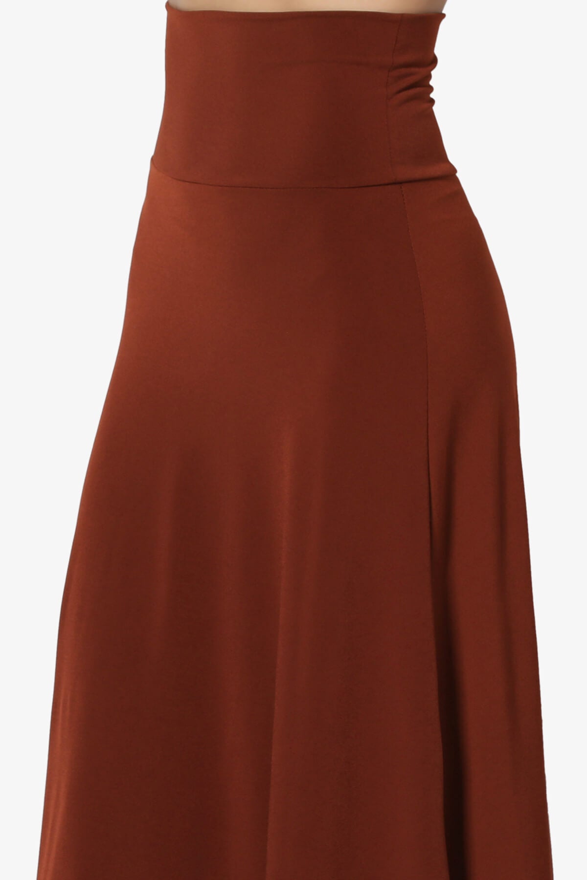 Nolan Stretch Flared Knee Skirt DARK RUST_5