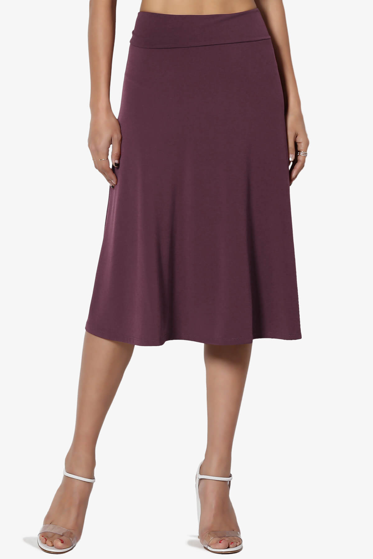 Nolan Stretch Flared Knee Skirt DUSTY PLUM_1