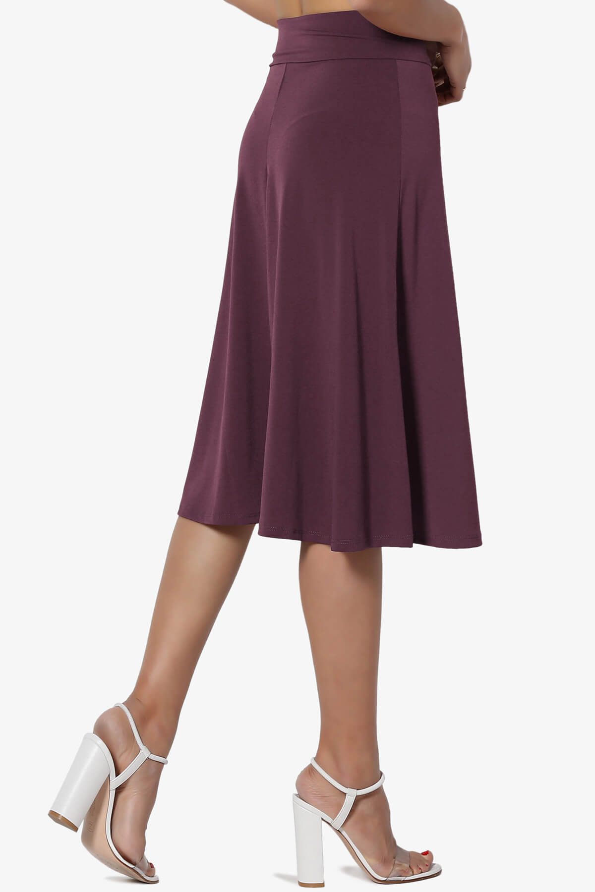 Nolan Stretch Flared Knee Skirt DUSTY PLUM_4