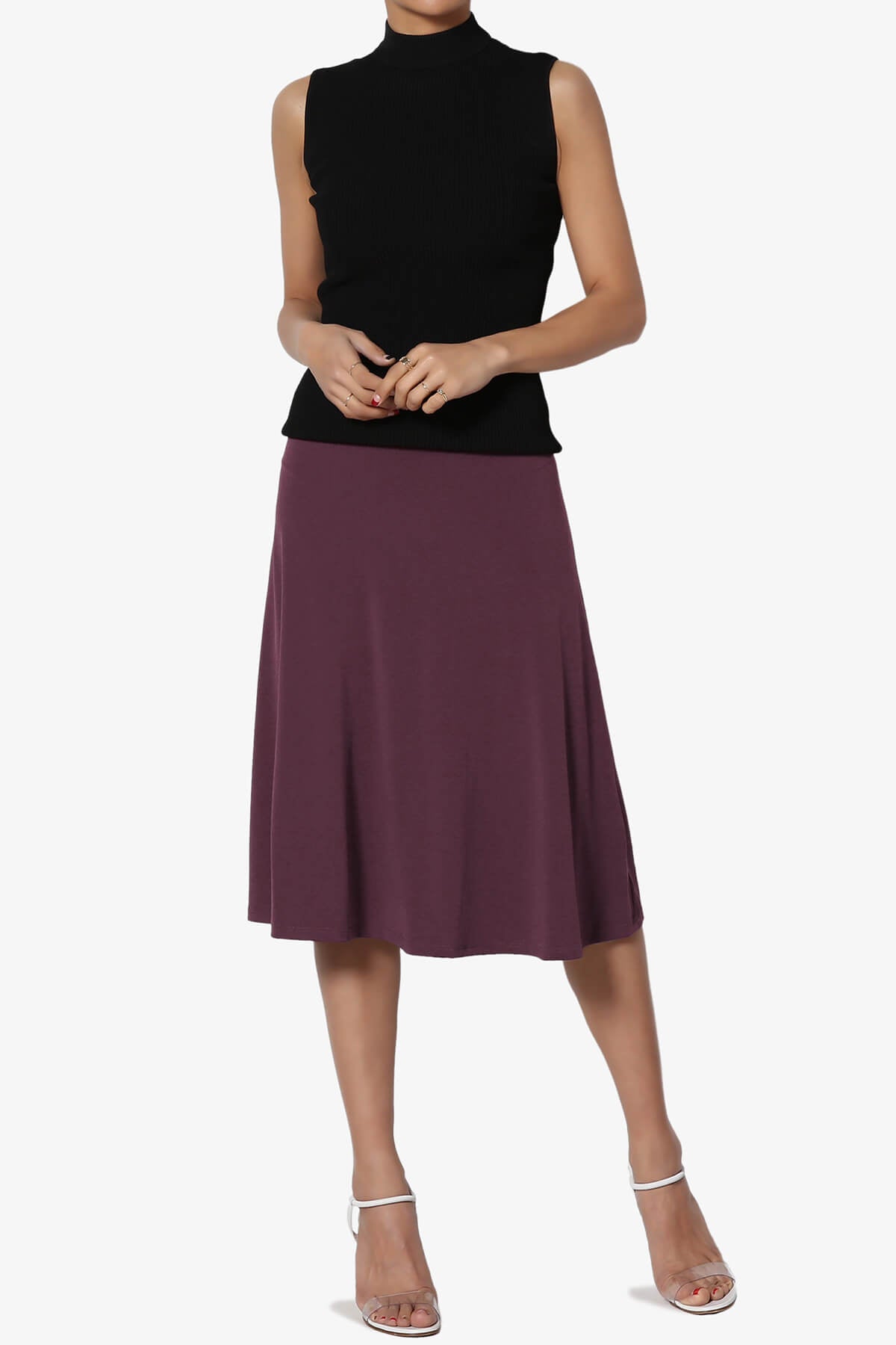 Nolan Stretch Flared Knee Skirt DUSTY PLUM_6