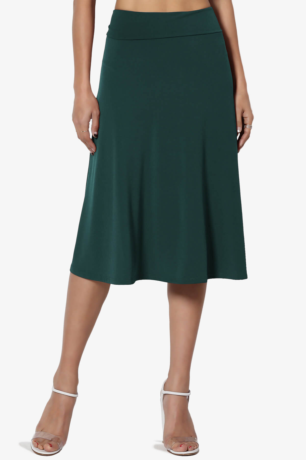Nolan Stretch Flared Knee Skirt PLUS HUNTER GREEN_1