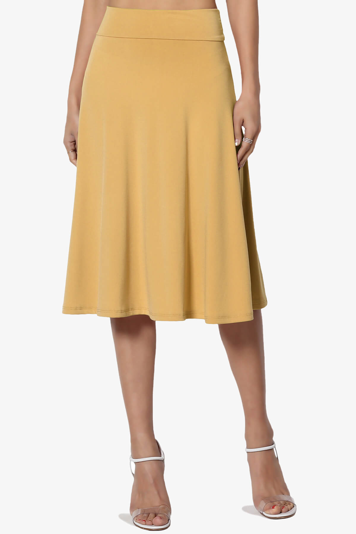 Nolan Stretch Flared Knee Skirt LIGHT MUSTARD_1