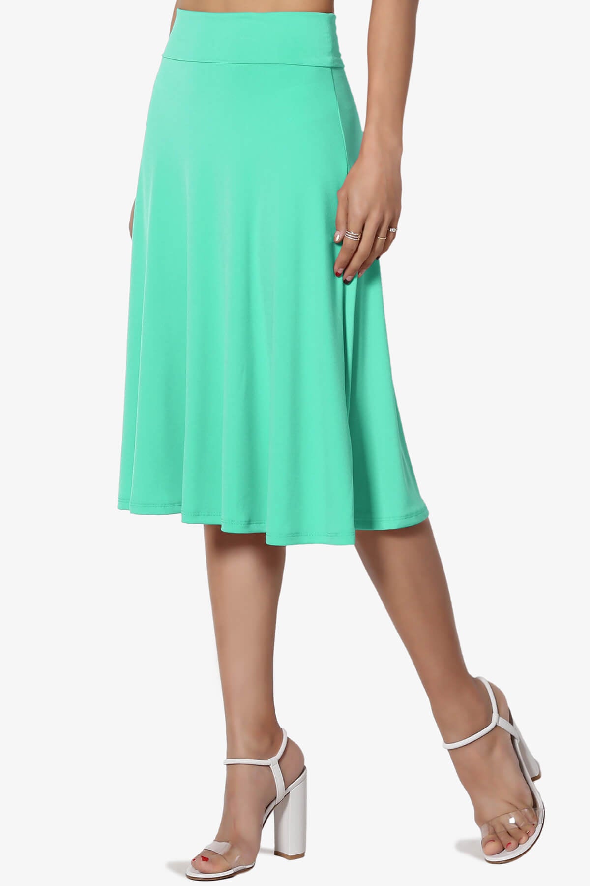 Nolan Stretch Flared Knee Skirt MINT_3