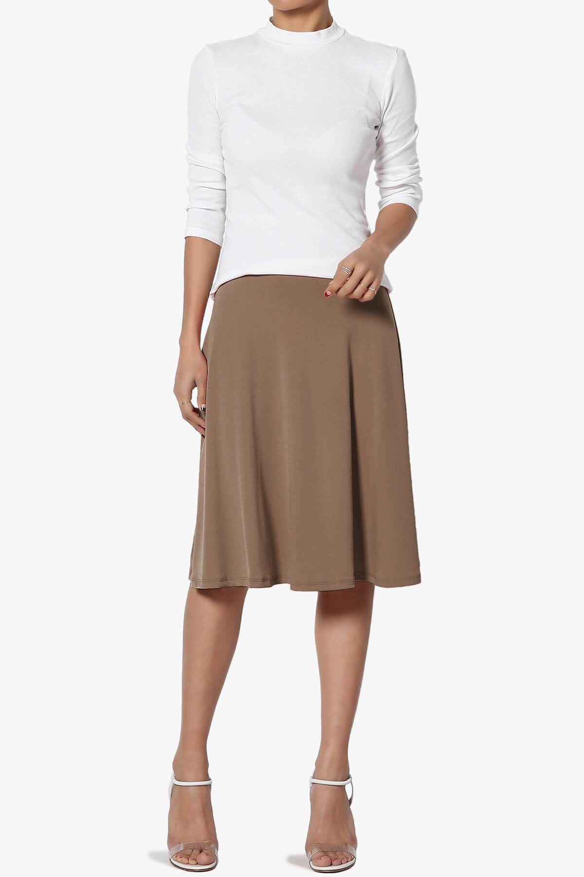 Nolan Stretch Flared Knee Skirt MOCHA_6