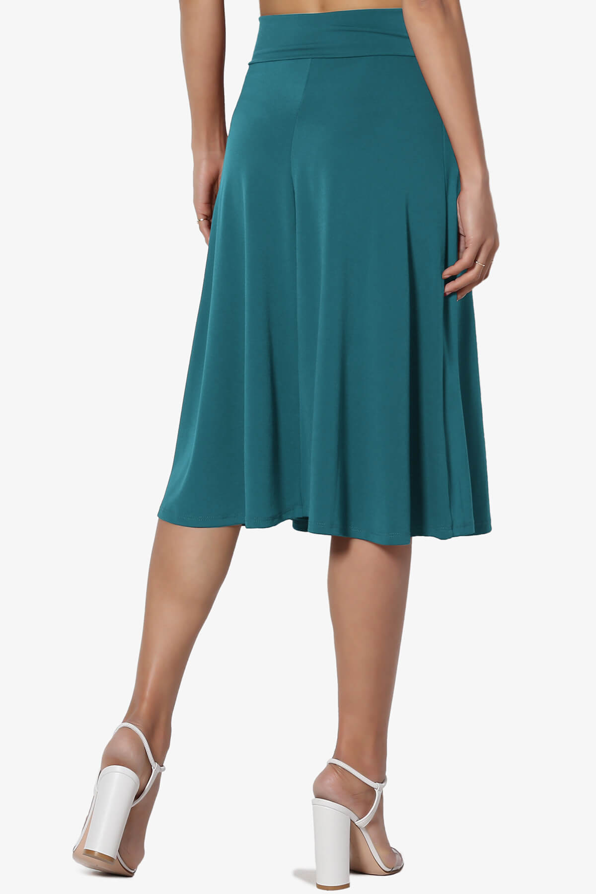 Nolan Stretch Flared Knee Skirt TEAL_2