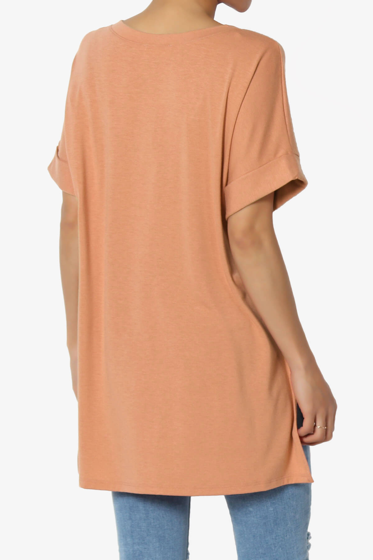 Onella V-Neck Rolled Short Sleeve Top BUTTER ORANGE_4