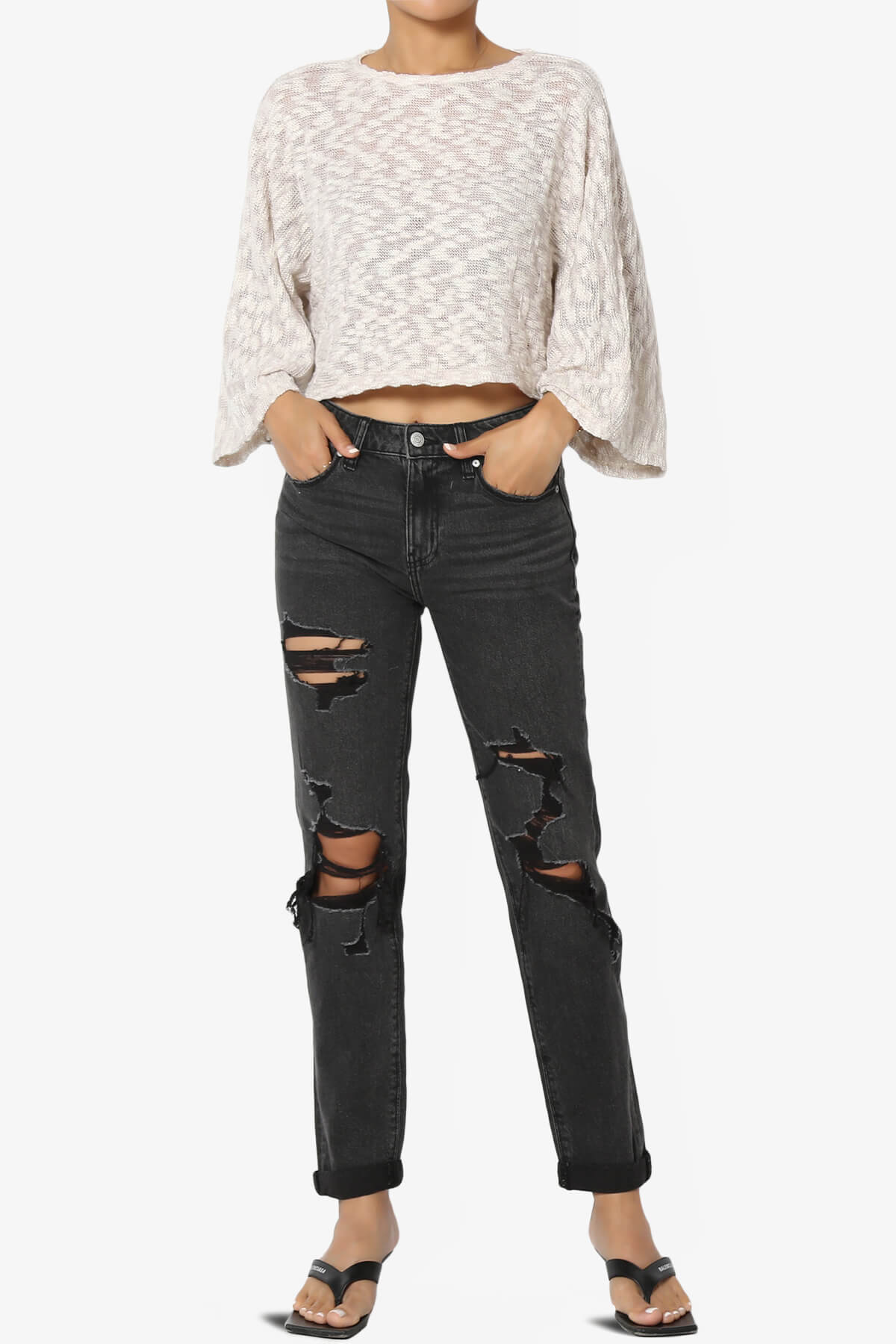 Paige Marled Knit Boxy Crop Top LILAC_6