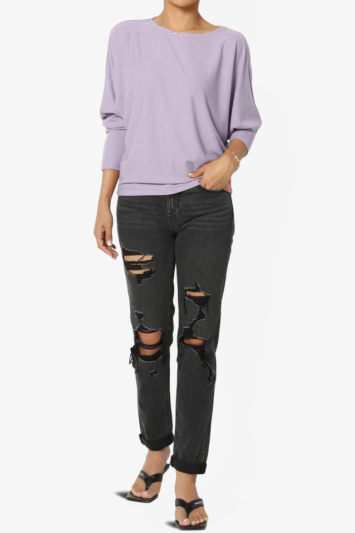 Pepper Dolman Sleeve Ribbed Top LAVENDER_6