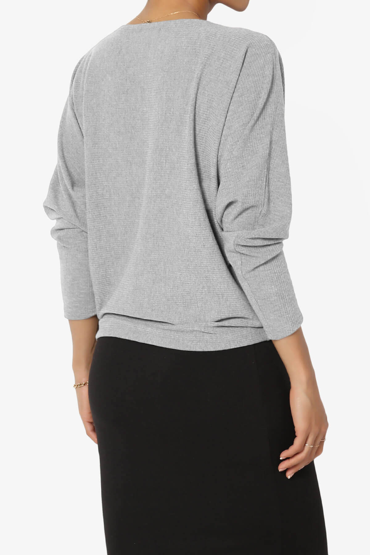 Pepper Dolman Sleeve Ribbed Top MED HEATHER_4