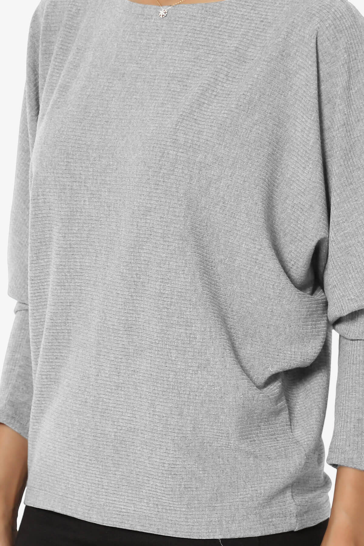 Pepper Dolman Sleeve Ribbed Top MED HEATHER_5