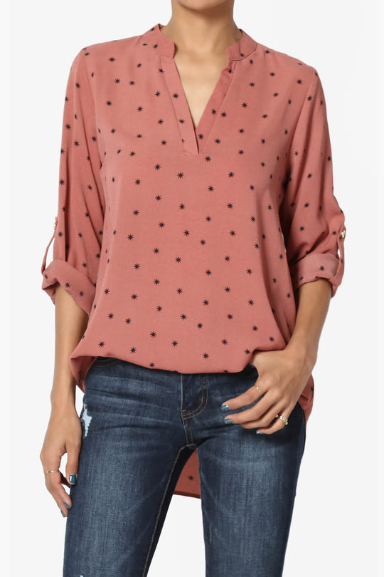Victoria Snowflake Split Neck Blouse
