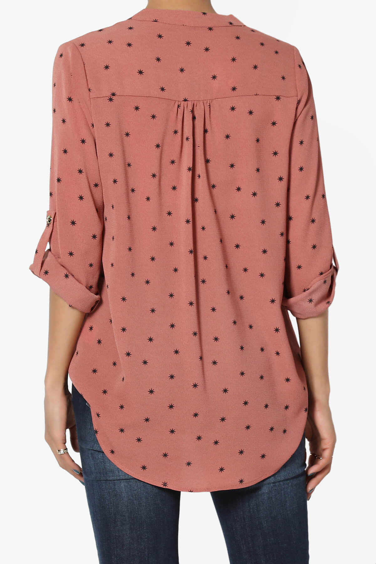 Victoria Snowflake Split Neck Blouse MAUVE_2