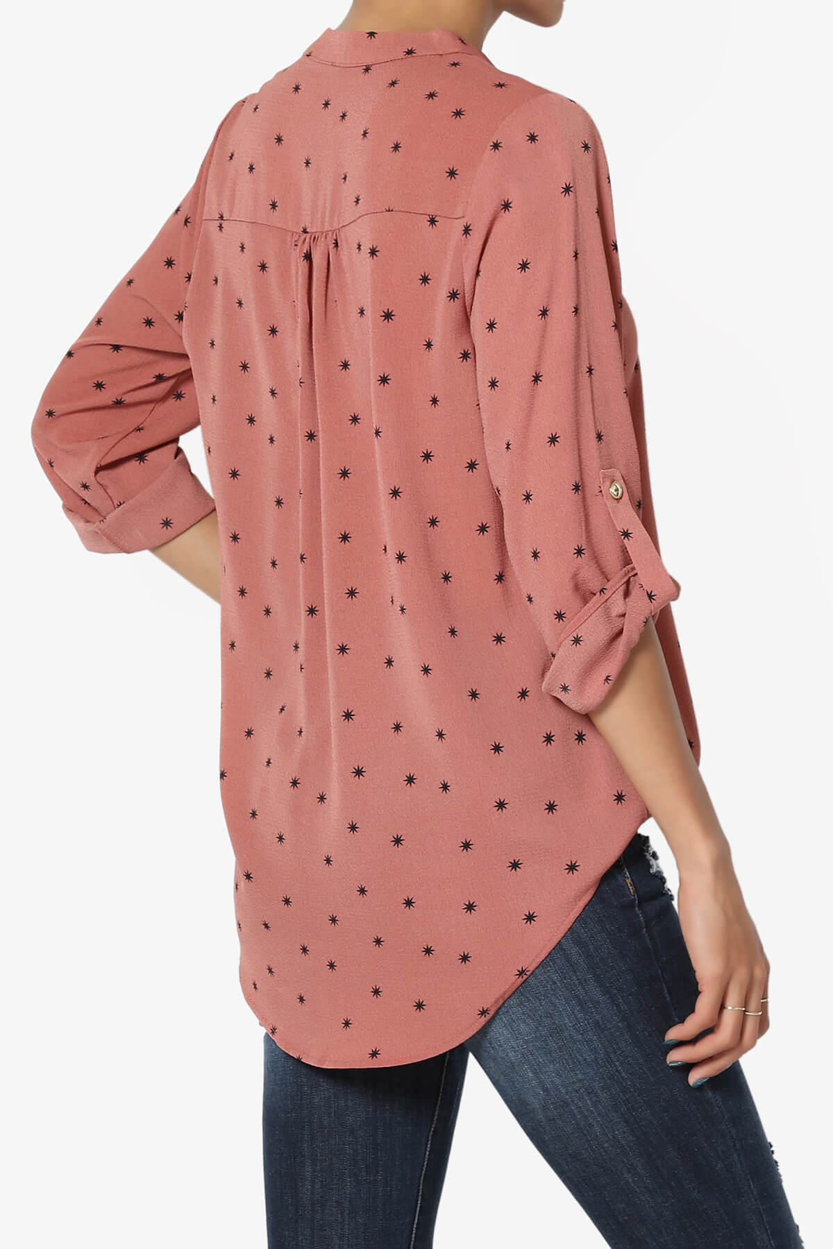 Victoria Snowflake Split Neck Blouse MAUVE_4