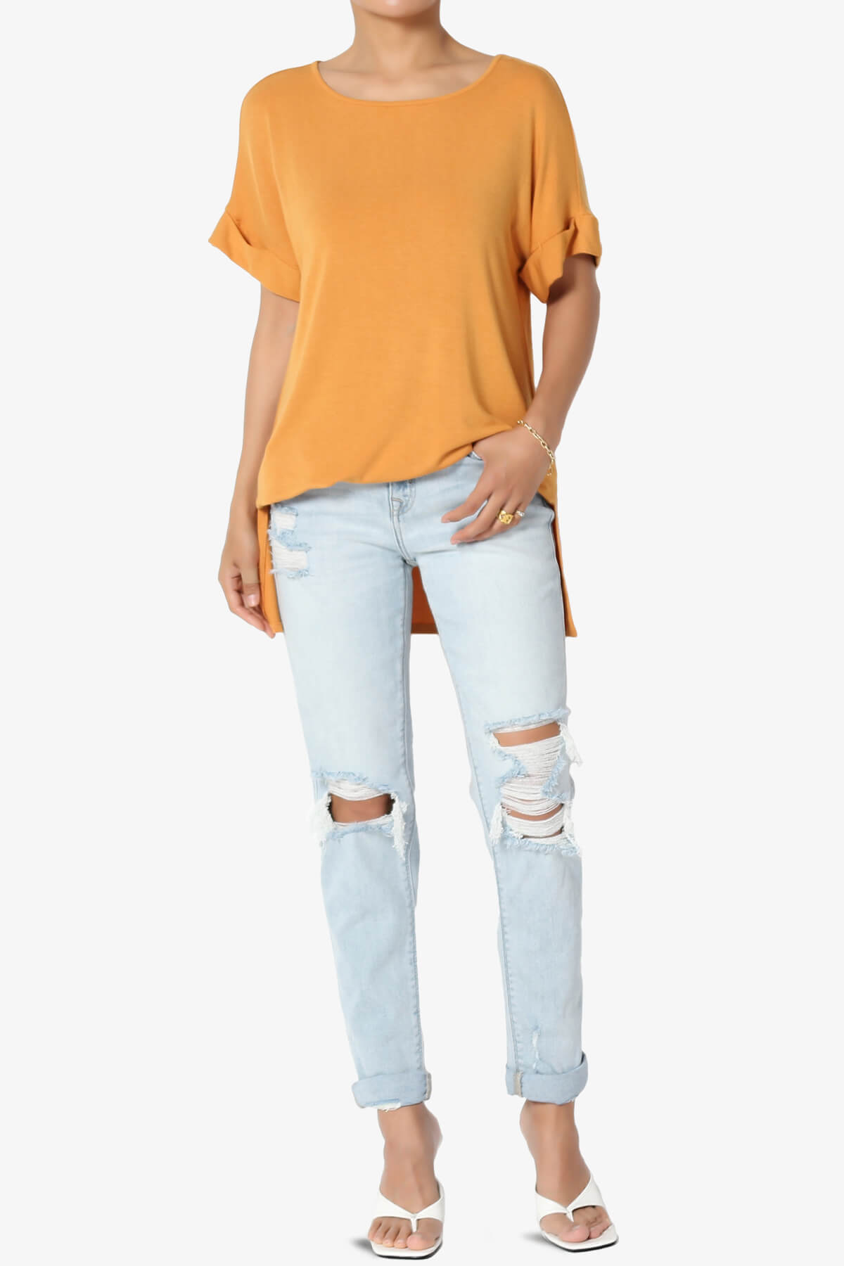 Poloma Modal Jersey Boat Neck Top GOLDEN MUSTARD_6