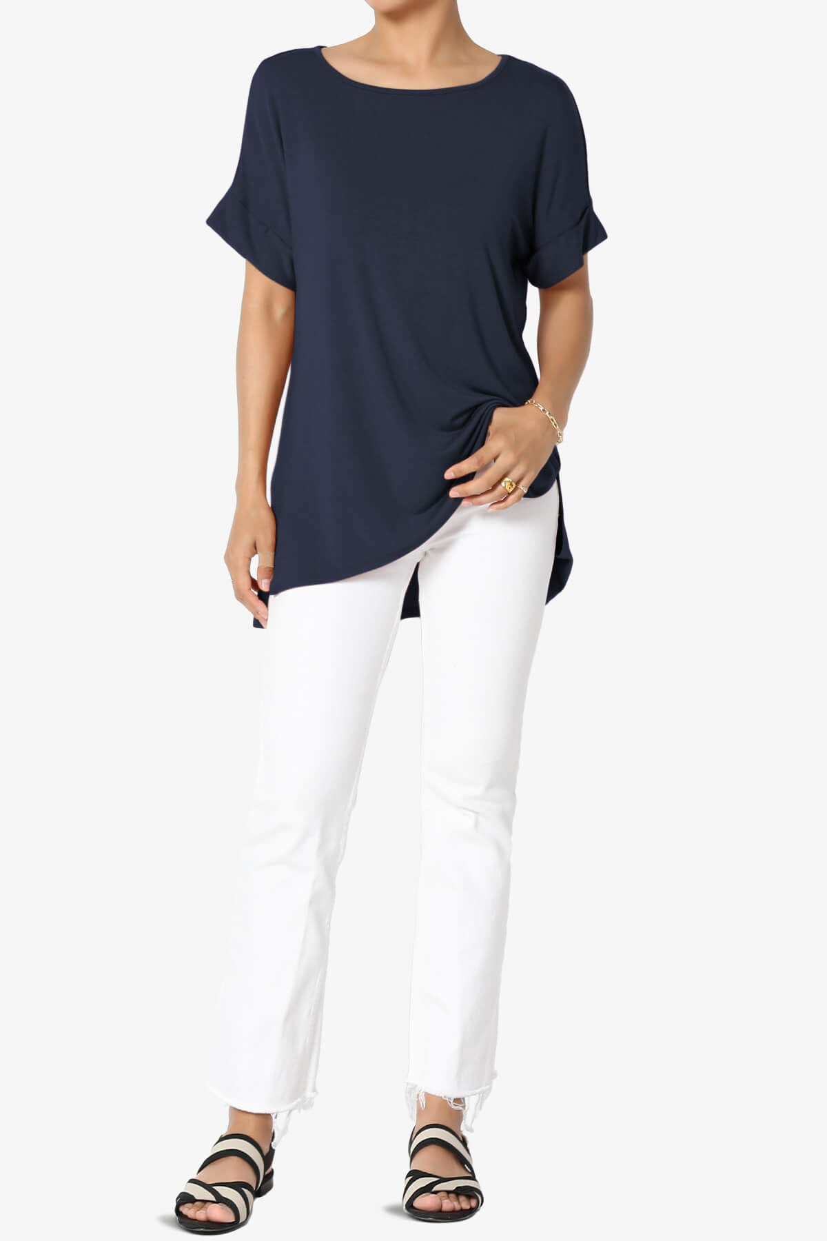 Poloma Modal Jersey Boat Neck Top NAVY_6