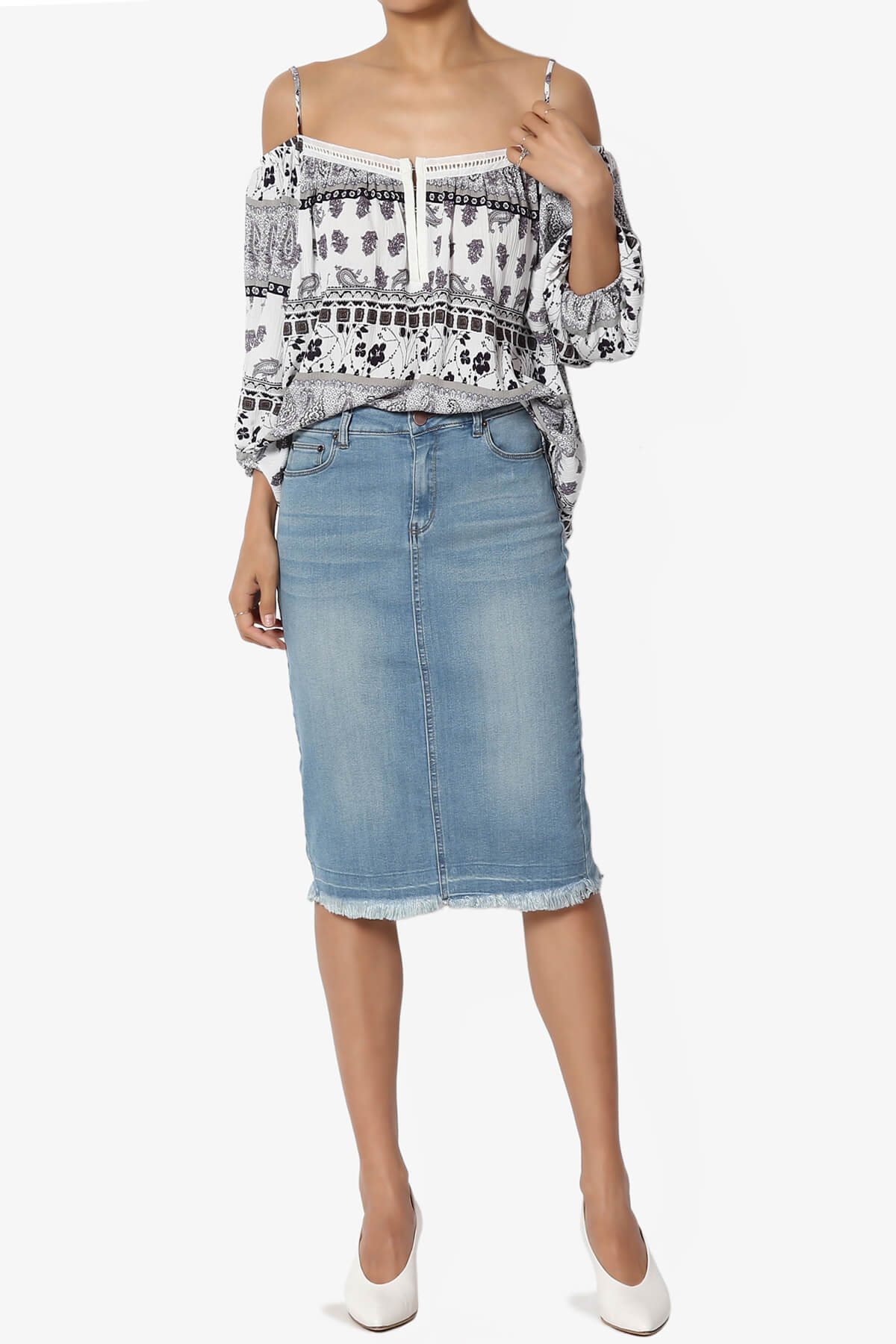 Scamp Paisley Cold Shoulder Top IVORY_6