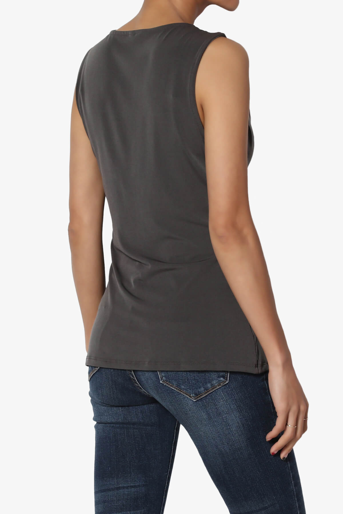 Qutie Knot Front Tank Top ASH GREY_4