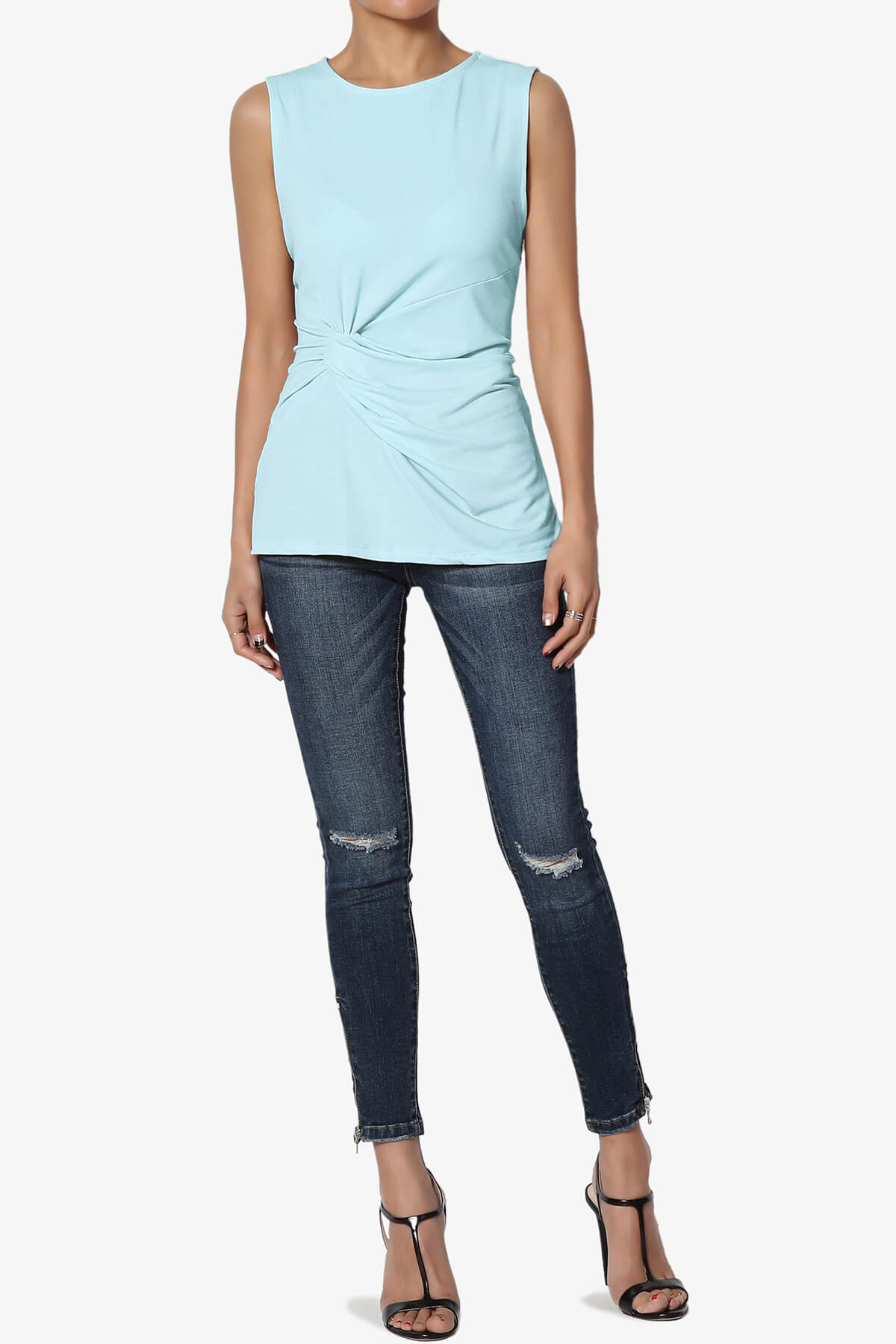 Qutie Knot Front Tank Top BABY BLUE_6