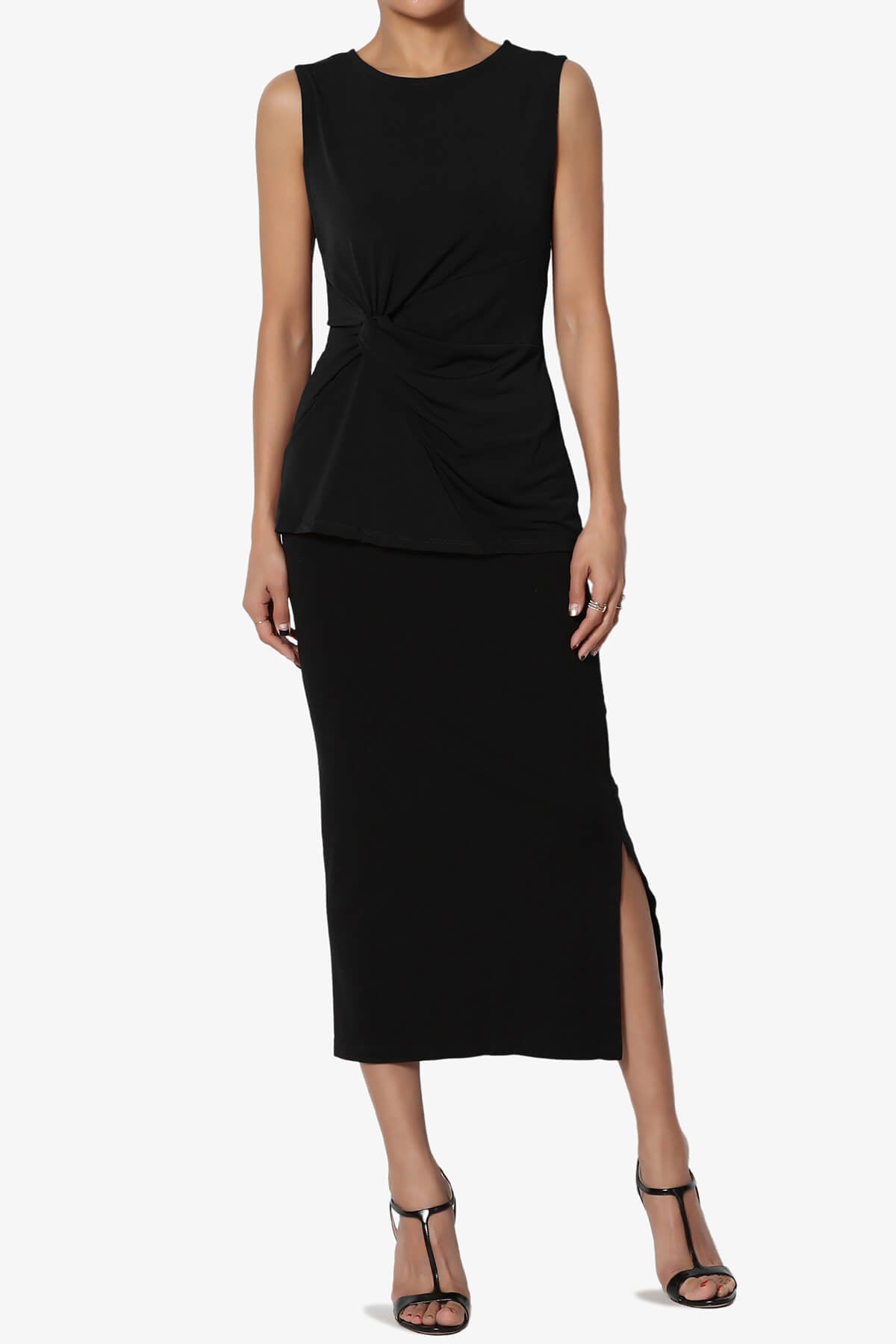 Qutie Knot Front Tank Top BLACK_6