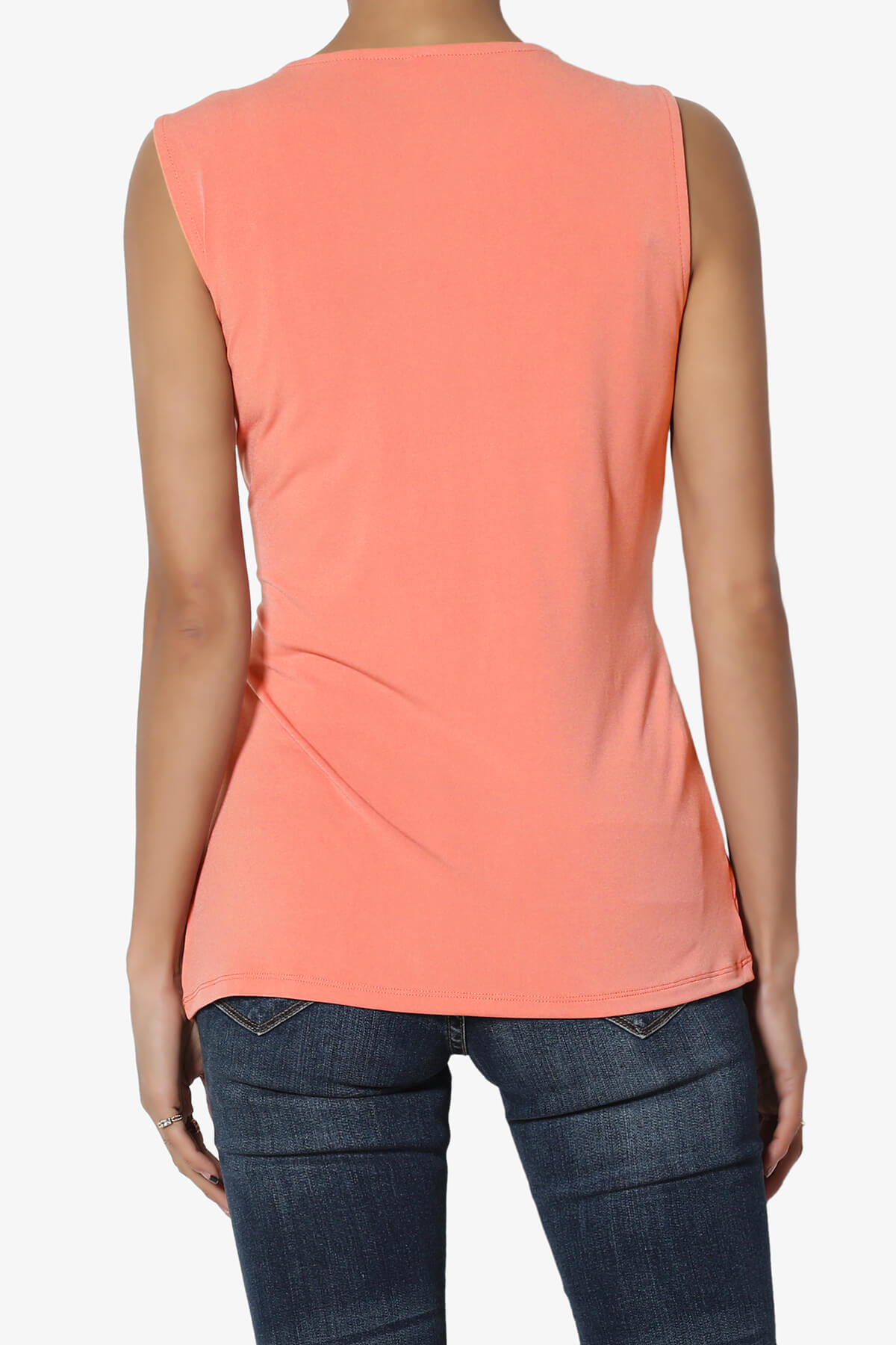 Qutie Knot Front Tank Top CORAL_2