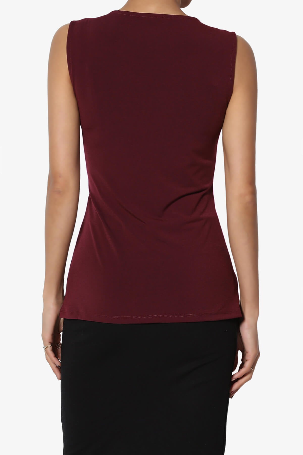Qutie Knot Front Tank Top DARK BURGUNDY_2