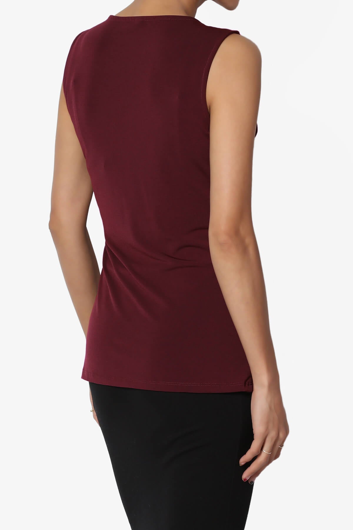 Qutie Knot Front Tank Top DARK BURGUNDY_4
