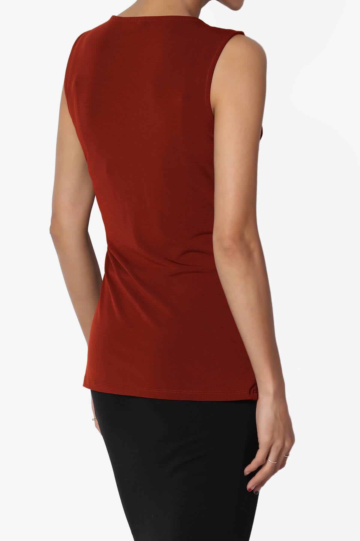 Qutie Knot Front Tank Top DARK RUST_4