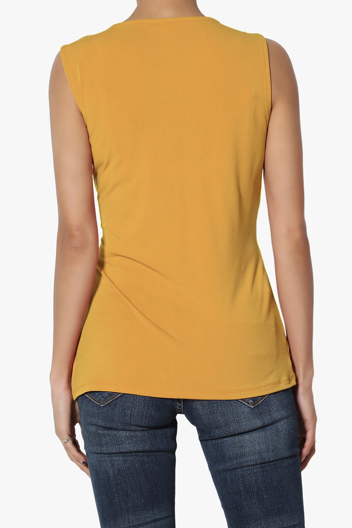 Qutie Knot Front Tank Top GOLDEN MUSTARD_2