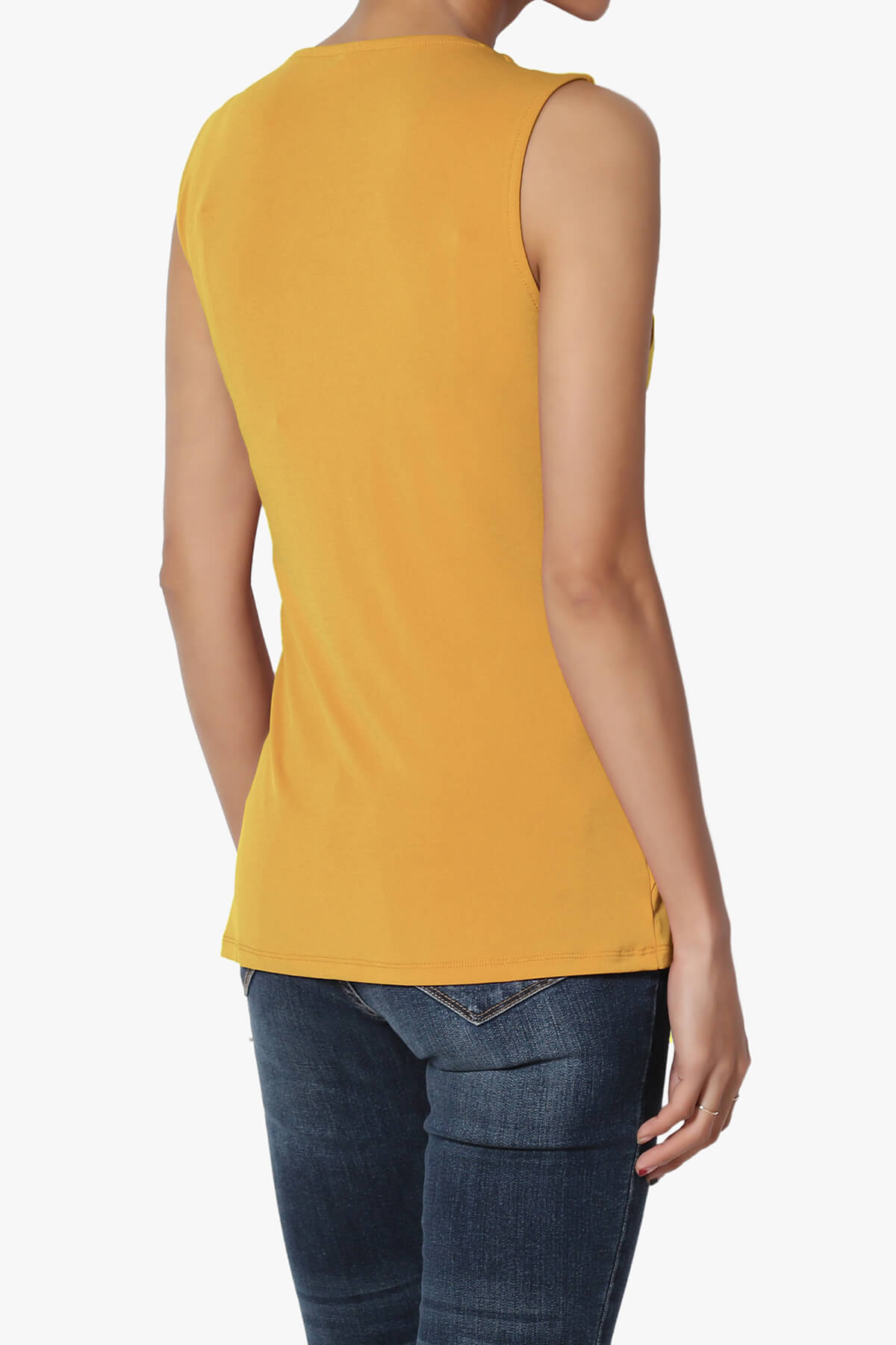 Qutie Knot Front Tank Top GOLDEN MUSTARD_4