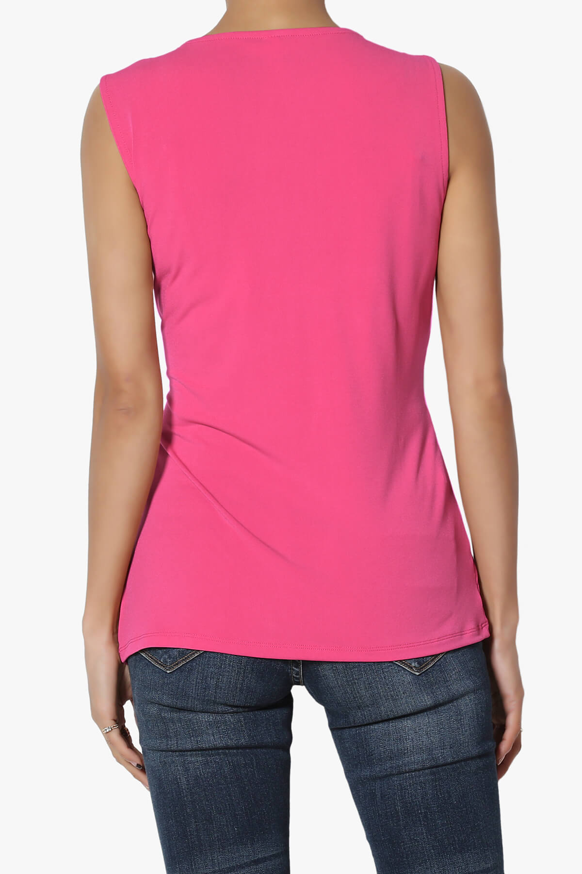 Qutie Knot Front Tank Top HOT PINK_2