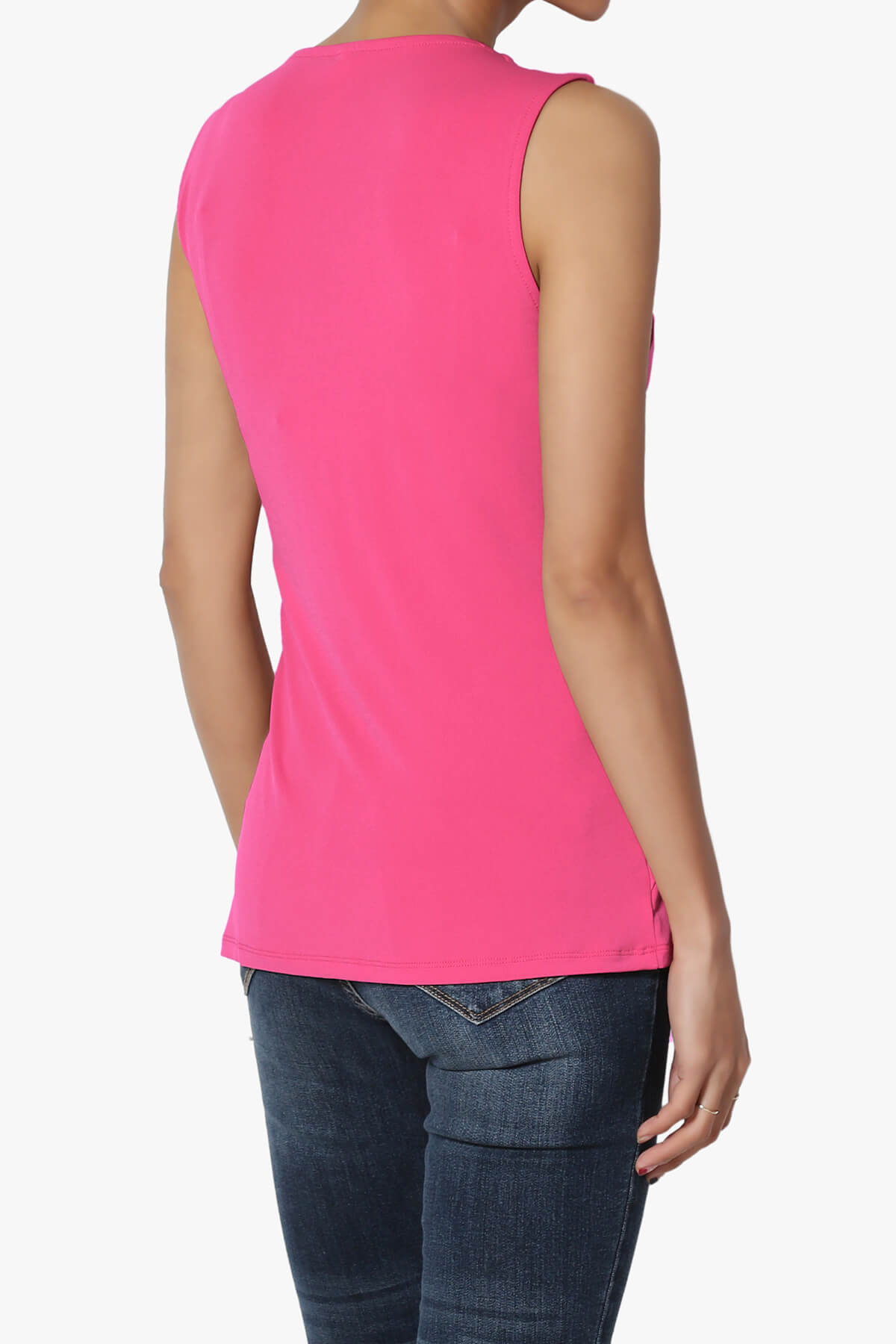 Qutie Knot Front Tank Top HOT PINK_4