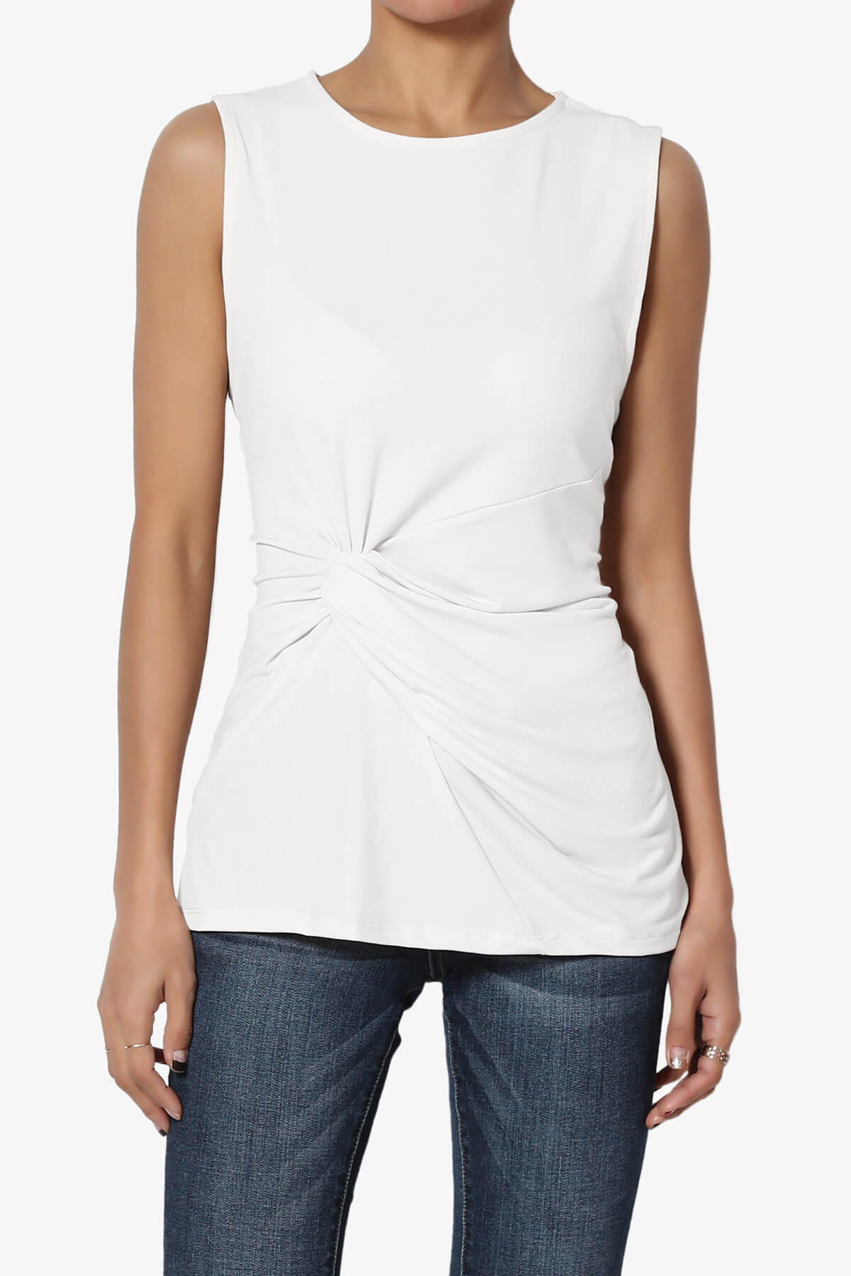 Qutie Knot Front Tank Top IVORY_1